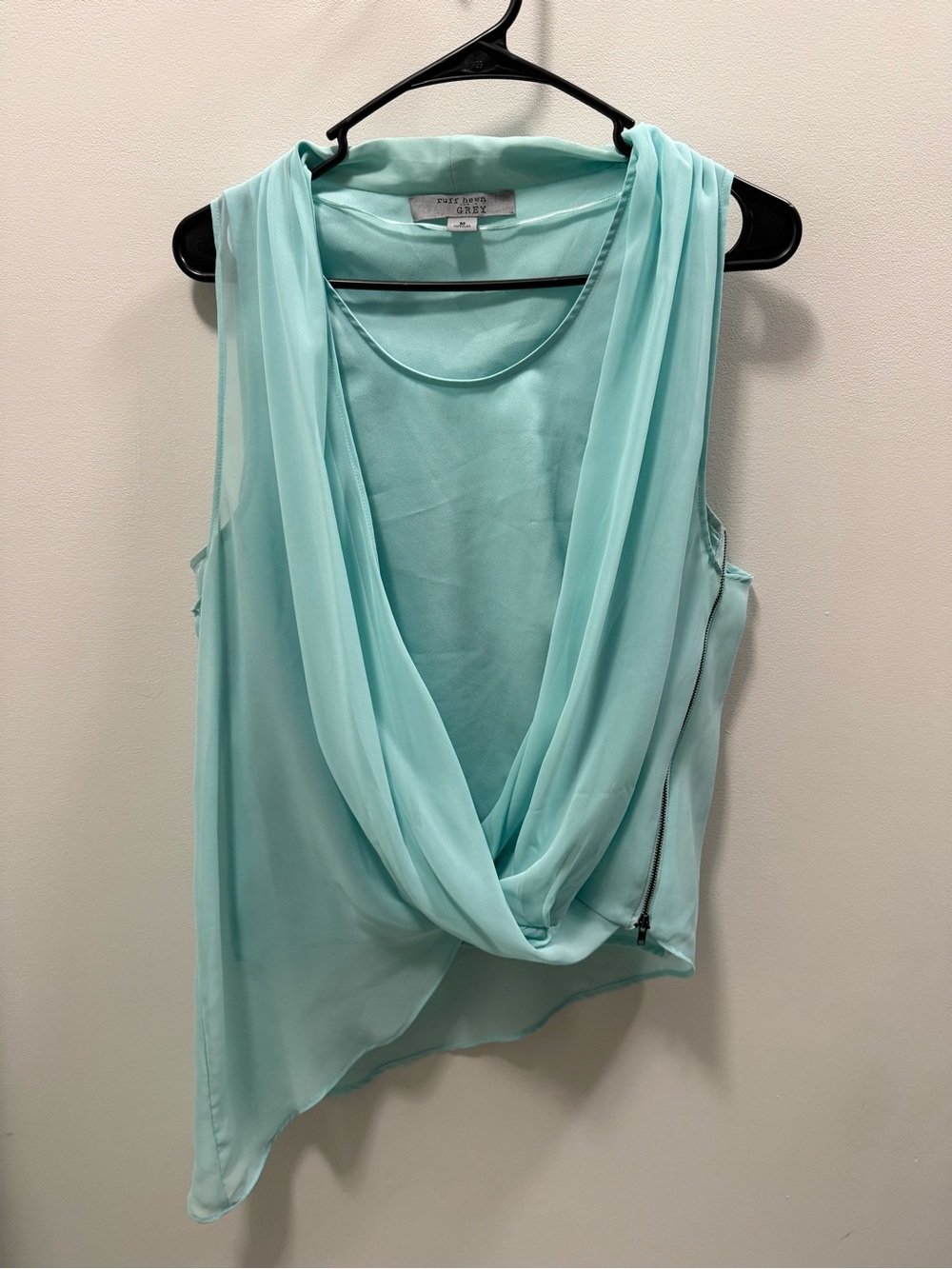 Ruff Hewn Light Aqua Draped Chiffon Camisole